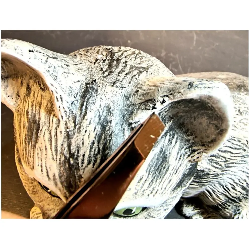 2151. Vintage Grey Tabby Cat Kitten Ceramic Figurine